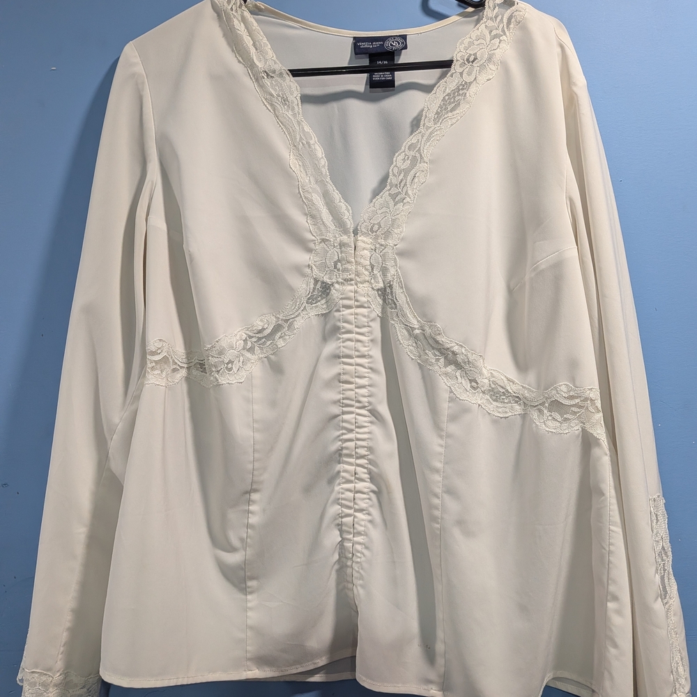 Venezia Cream Lace Accent Blouse